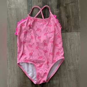 ZARA KIDS Pink Ruffle Flamingo One Piece Swimsuit